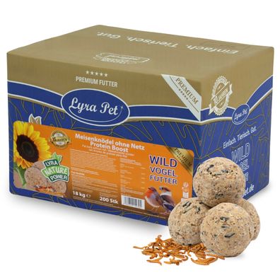 200 Stk. Lyra Pet® Meisenknödel Protein Boost mit Mehlwürmern ohne Netz