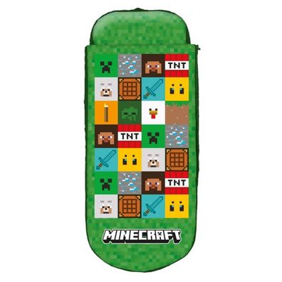 Minecraft Schlafsack mit Luftmatratze 150 × 62 × 20 cm inklusive Pumpe und Reißver