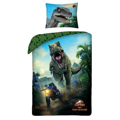 Jurassic World Bettwäsche Set aus Baumwolle Bettdeckenbezug 140 × 200 cm mit 70 ×
