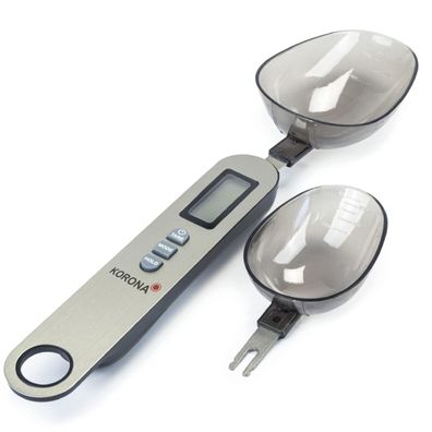 KORONA Digitale Löffelwaage mit Feinmessung bis 500 g und Wiegelöffeln
