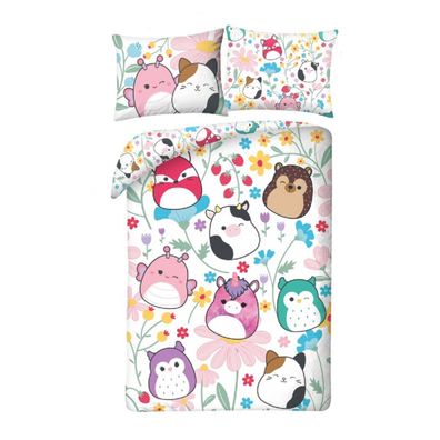 Squishmallows Bettwäsche Set aus Mikrofaser Bettdeckenbezug 140 × 200 cm mit 70 ×