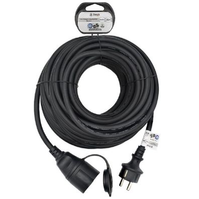 Verlängerungskabel Outdoor 25m Stromkabel TÜV GS Schuko Kabel Schwarz