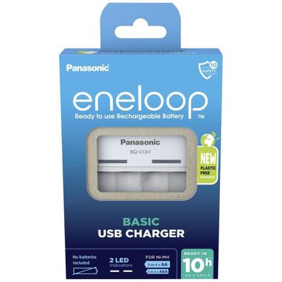 eneloop Basic USB Charger – Ladegerät für AA/AAA wiederaufladbare Batterien mit