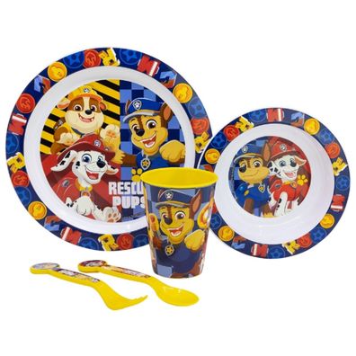 Paw Patrol Teller-Set Mikrowellengeeignet 5-teiliges Kindergeschirr mit rutschfest