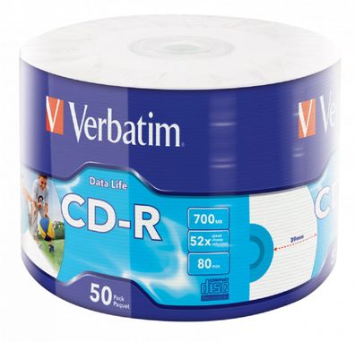 Verbatim CD-R 700MB 52x Inkjet Printable – 50er Spindel für individuelle Bedruckung