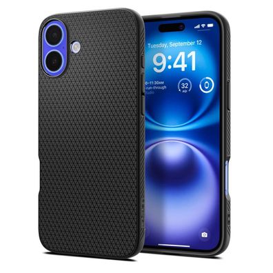 Spigen Liquid Air Hülle Kompatibel mit iPhone 16 Schwarz