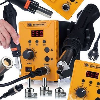 Rosfix Heißluft-Lötstation 858D – 700W, 100–500°C, 120 l/min | 3 Düsen