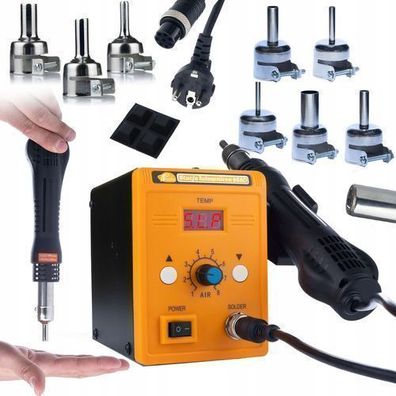 Rosfix Heißluft-Lötstation 858D Set – 700W, 100–500°C, 8 Düsen, ESD Safe