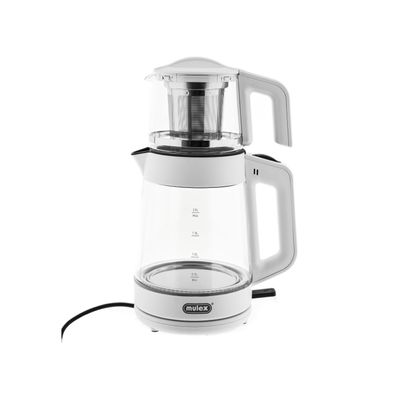 Mulex Tee Express 2-in-1 Teekocher & Wasserkocher aus Glas - 1L + 2L - Weiß