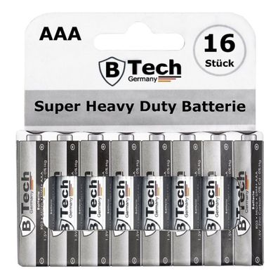 Batterie „Super Heavy Duty“ AAA Micro?Blister (16er-Pack, 1,5?V, Zn/C)