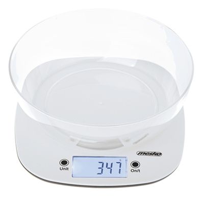 Mesko MS 3179 W Digitale Küchenwaage mit Schüssel 1,4 L – 5 kg, LCD-Display - Weiß