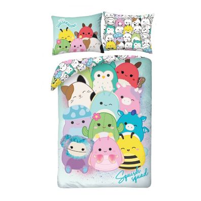 Squishmallows Bettwäsche Set aus Mikrofaser Bettdeckenbezug 140 × 200 cm mit 70 ×