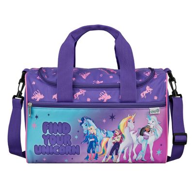 Unicorn Academy Kinder Sporttasche lila Freizeit Tasche für Sport Reise und Alltag