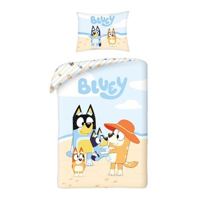 Bluey Bettwäsche Set aus Baumwolle Bettdeckenbezug 140 × 200 cm mit 70 × 90 cm