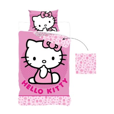 Hello Kitty Bettwäsche-Set für Kinder – Weicher Bettbezug 140x200 cm mit Kissenbez