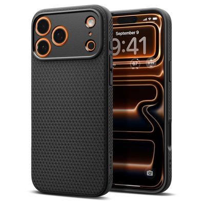 Spigen Liquid Air Case kompatibel mit iPhone 17 Pro Max – Mattschwarz