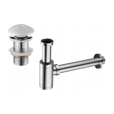 Mexen Halbsiphon-Set, Chrom/Weiß, o. Überlauf