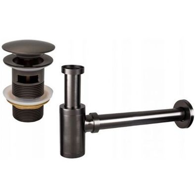 Mexen Graphit Waschtisch, rund, Überlauf, Metall