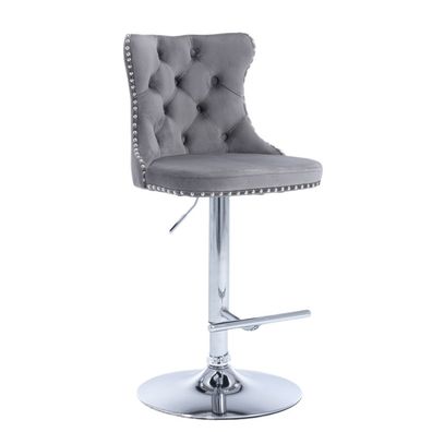 2er Set Barhocker höhenverstellbar Chrom mit Rückenlehne gepolstert