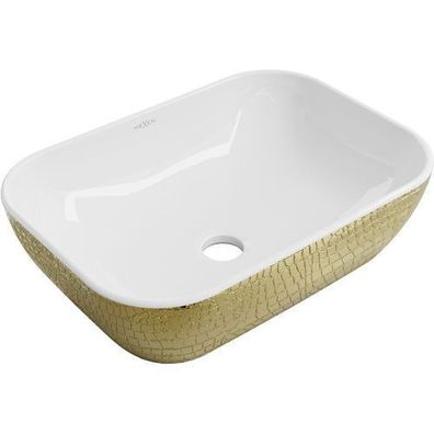Mexen Rita Aufsatzwaschbecken 45 x 32 cm, Weiß/Gold - 21084554