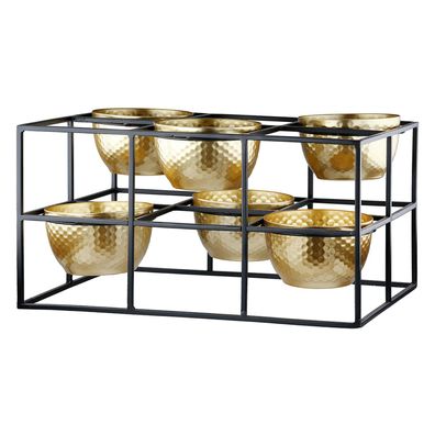 Gilde Teelichtleuchter, "Frame", Metall, goldfarben, VE 1, L. 18 cm, B. 27 cm, H