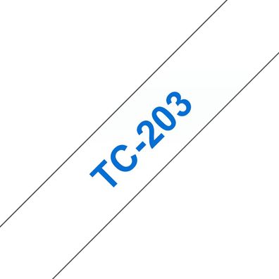Brother Schriftband TC-203 (lam.) Blau auf Weiß 12mm x 7,7m