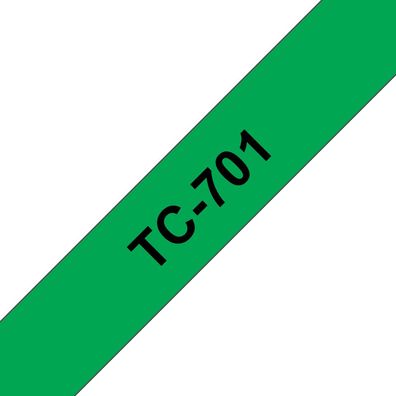Brother Schriftband TC-701 (lam.) Schwarz auf Grün 12mm x 7,7m