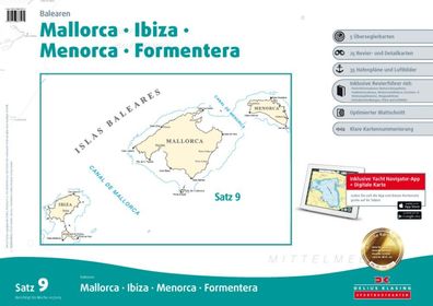 Delius Klasing, Seekartensatz 9 Balearen Mallorca Menorca Ibiza Formentera
