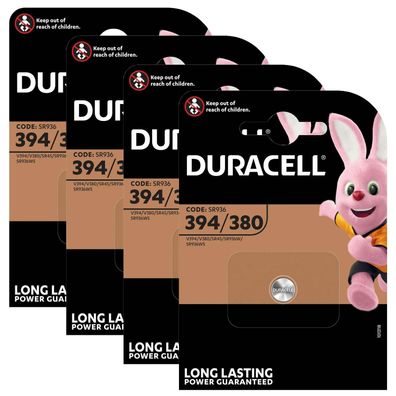 4x Duracell Uhrenbatterie Silver Oxide Knopfzelle 380 394 SR45 SR936 1,5V