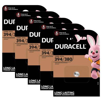5x Duracell Uhrenbatterie Silver Oxide Knopfzelle 380 394 SR45 SR936 1,5V