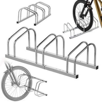 KADAX 3-Stationen-Fahrradständer Stahl Silber
