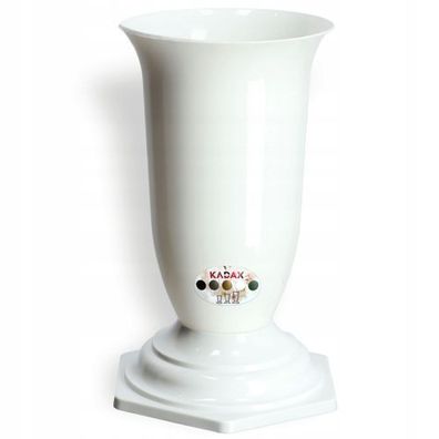 KADAX Grabvase aus Kunststoff, Blumenvase mit einlage, 15 cm, Weiß