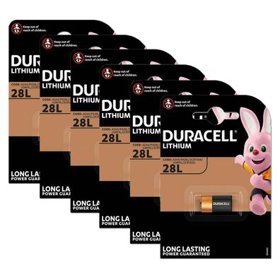 6x Duracell Batterie Lithium High Power 28L / PX28L / 2CR11108 6V Blister