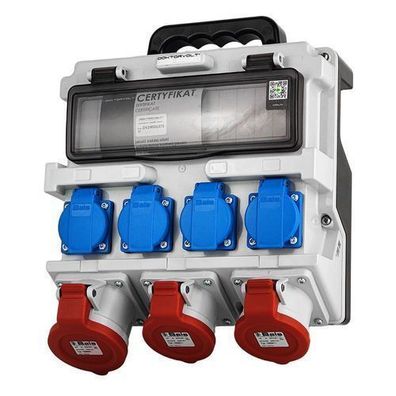 12-Modul-Elektroverteiler mit IP44-Griff 4x230V 2x16A 32A Doktorvolt ohne Schutz