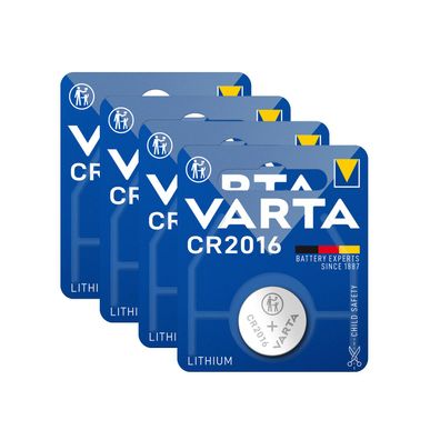 4x Varta CR2016 CR 2016 Knopfzelle Batterie 3V Blister Lithium