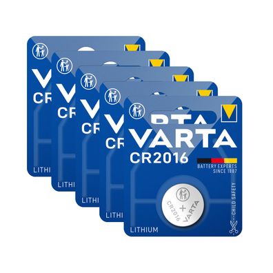 5x Varta CR2016 CR 2016 Knopfzelle Batterie 3V Blister Lithium