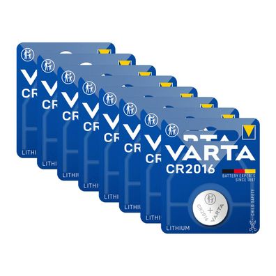 8x Varta CR2016 CR 2016 Knopfzelle Batterie 3V Blister Lithium