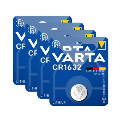 4x Varta CR 1632 DL1632 3V Lithium Batterie Knopfzelle 3,2 x 16mm Blister