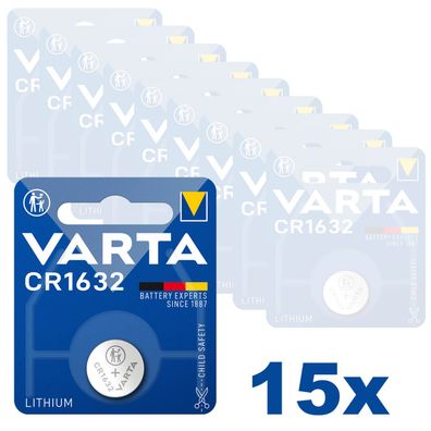 15x Varta CR 1632 DL1632 3V Lithium Batterie Knopfzelle 3,2 x 16mm Blister