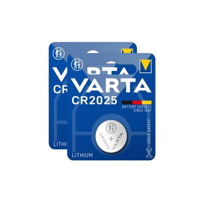 2x Varta CR2025 CR 2025 Knopfzelle Batterie 3V Blister Lithium