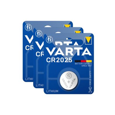3x Varta CR2025 CR 2025 Knopfzelle Batterie 3V Blister Lithium