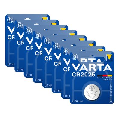8x Varta CR2025 CR 2025 Knopfzelle Batterie 3V Blister Lithium