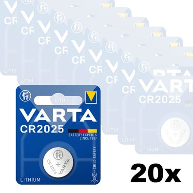 20x Varta CR2025 CR 2025 Knopfzelle Batterie 3V Blister Lithium