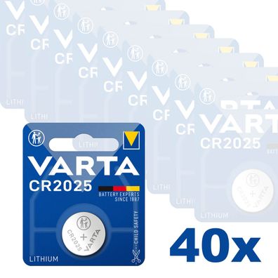 40x Varta CR2025 CR 2025 Knopfzelle Batterie 3V Blister Lithium
