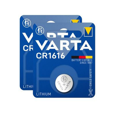 2x Varta Knopfzelle Lithium CR1616 3V Batterie 1er Blister CR 1616