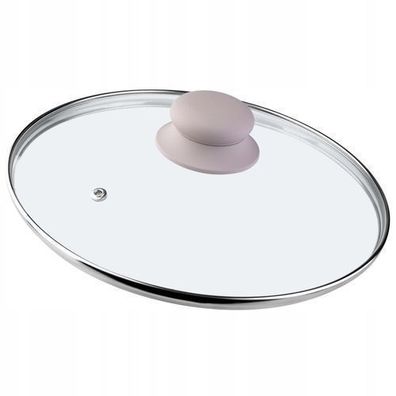 KADAX Glasdeckel mit Griff aus Silikon, Deckel mit Dampfloch, 24 cm, beige