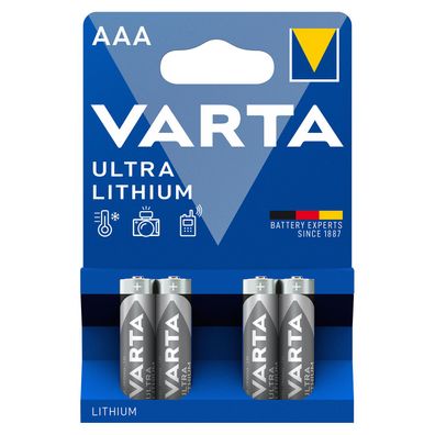 Varta ULTRA Lithium Batterien AAA Micro 1,5V Blister 6103 LR03 4er Blister