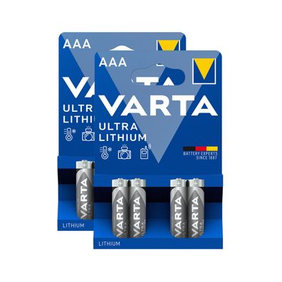 2x Varta ULTRA Lithium Batterien AAA Micro 1,5V Blister 6103 LR03 4er Blister