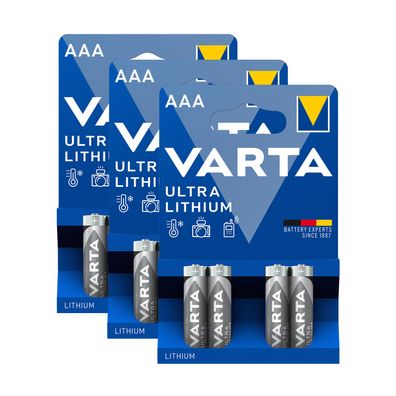 3x Varta ULTRA Lithium Batterien AAA Micro 1,5V Blister 6103 LR03 4er Blister