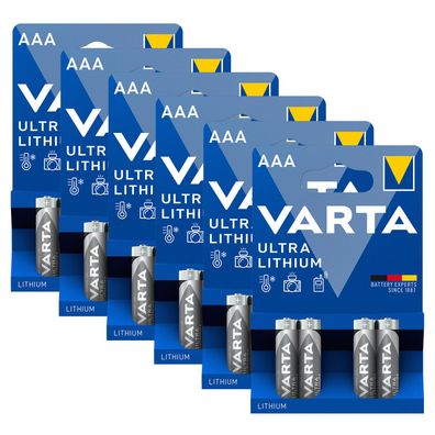 6x Varta ULTRA Lithium Batterien AAA Micro 1,5V Blister 6103 LR03 4er Blister